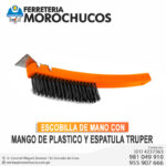 ESCOBILLA DE MANO CON MANGO DE PLASTICO Y ESPATULA TRUPER