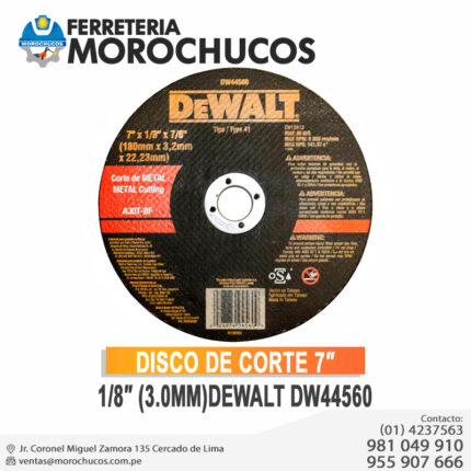 DISCO DE CORTE 7″ 1/8″ (3.0MM)DEWALT DW44560