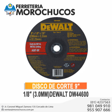 DISCO DE CORTE 9″ 1/8″ (3.0MM)DEWALT DW44600